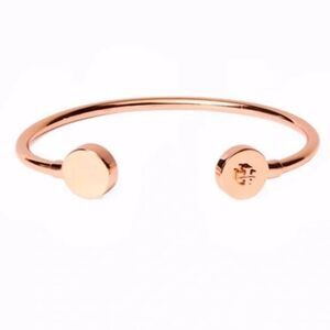 NWOT Tory Burch Rose Gold Logo Round Cuff Bracelet